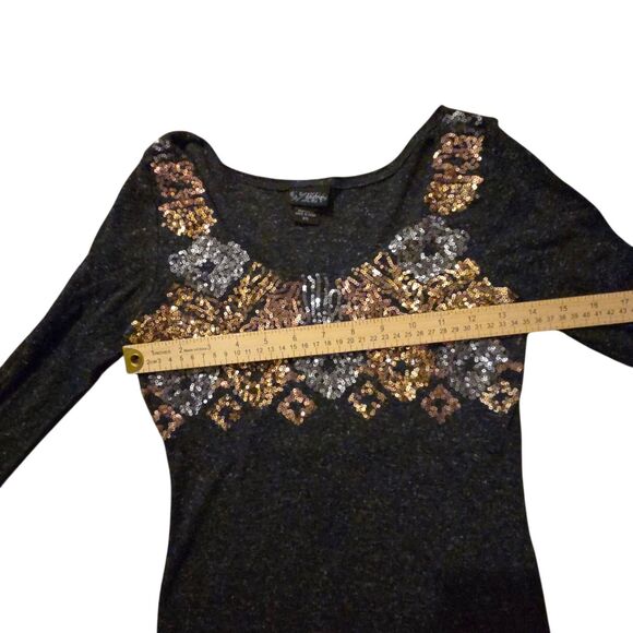 VTG Daytrip XS Long Sleeve Linen Blend Knit Sequined Whimsigoth Y2K 90'S - Picture 7 of 8